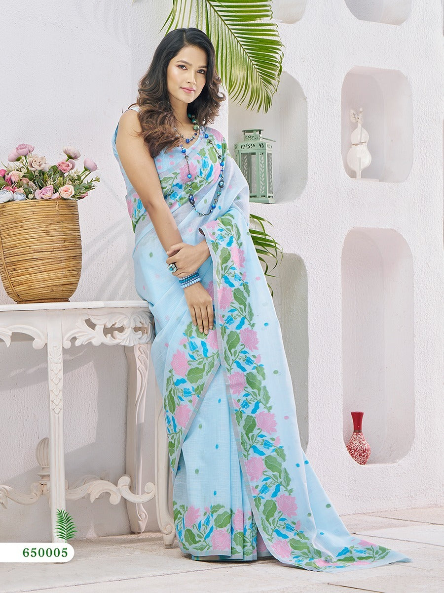 Elegant Linen Silk Saree by RajPath in Gulabi Tone – Festive Wear