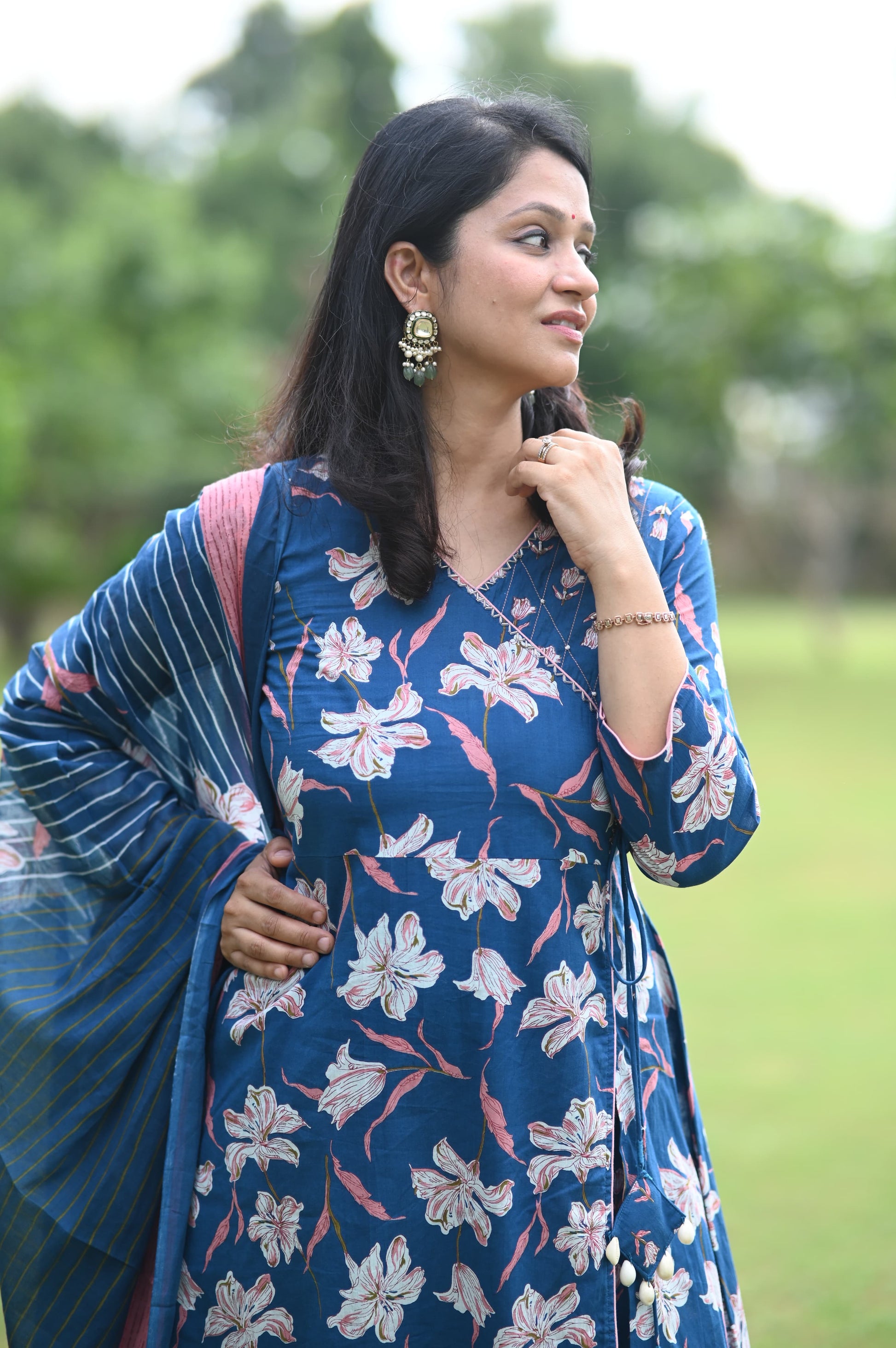 A-line Side Slit Angrakha Kurta Set for Women – Casual & Festive