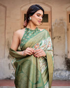 Affordable Banarasi Saree with Digital Floral Prints