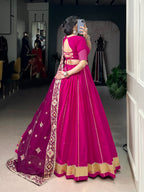 Navratri 2025 Lehenga Choli in Magenta with Golden Lace