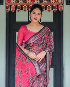 Pink Tassel Pallu Saree in Linen – Festive Wear 2025