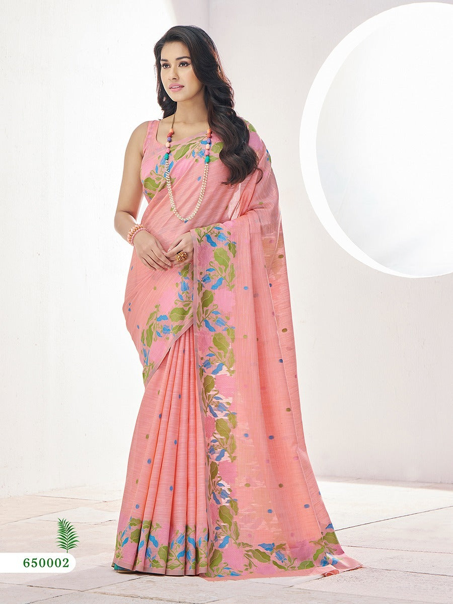 Elegant Linen Silk Saree by RajPath in Gulabi Tone – Festive Wear
