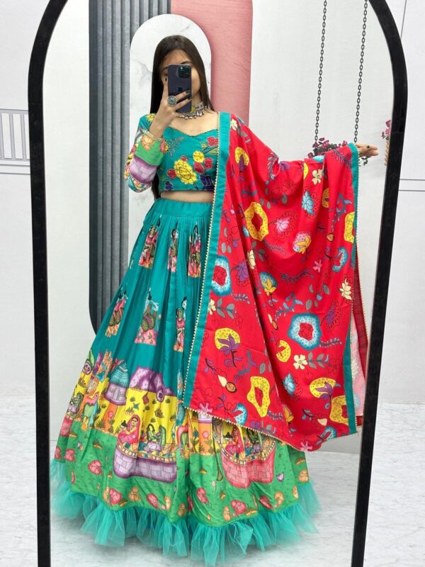 Kalamkari Lehenga Choli with Handwork and Embroidery