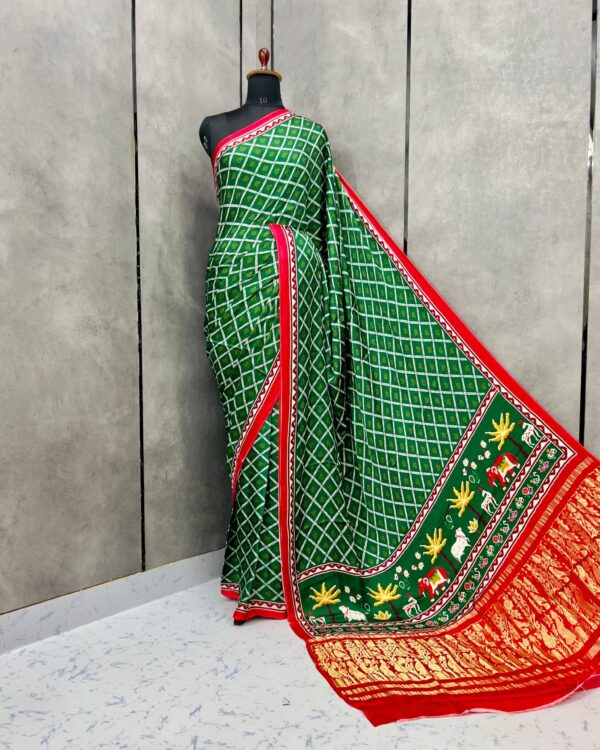 Patola Silk Saree with Gaji Border - Digital Print - Designer Blouse