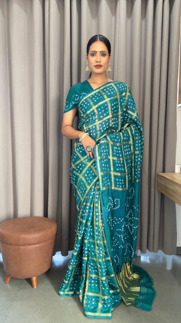 Beautiful Silk Gharchola Bandhani Saree with Handcrafted Bandhej