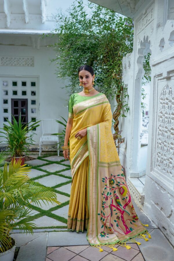 Extraordinary Kanjivaram Paithani Silk Saree with Rich Pallu