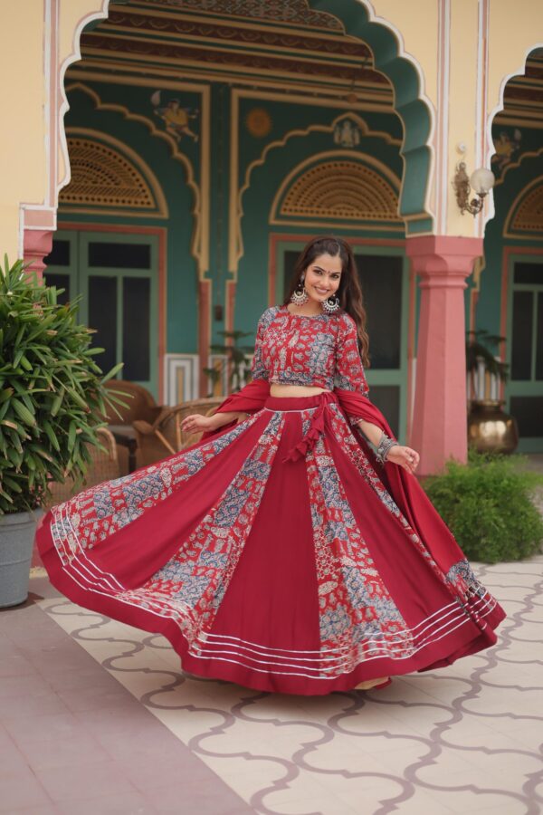 Printed Rayon Lehenga Choli Set - Navratri Lehenga Collection