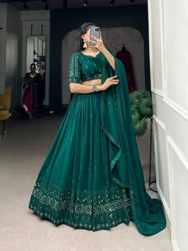 Wedding Georgette Lehenga Choli with Sequins and Thread Embroidery